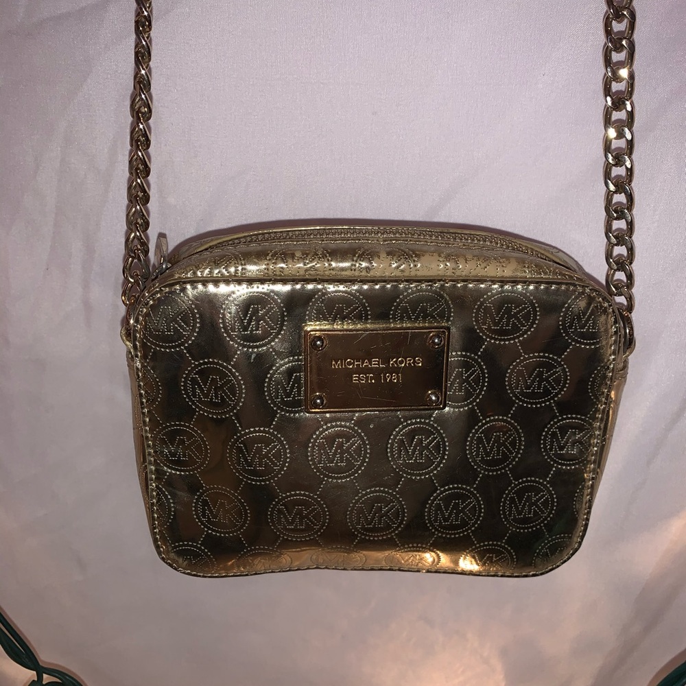 Michael Kors metallic small cross body purse